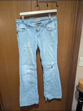 Paris Blues Light Blue Distressed Flare Jeans